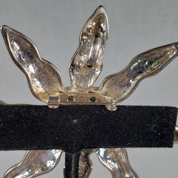 Vintage Signed MJ Marie Jennifer Silver Plated Sun Pendant 3" Brooch - Picture 8 of 14